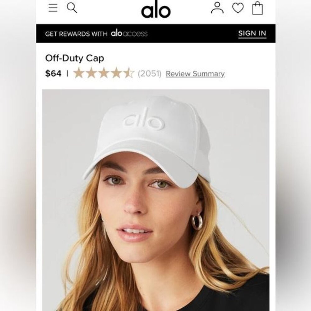 ALO OFF DUTY CAP WHITE EMBROIDERY LOGO & BRAND NWT